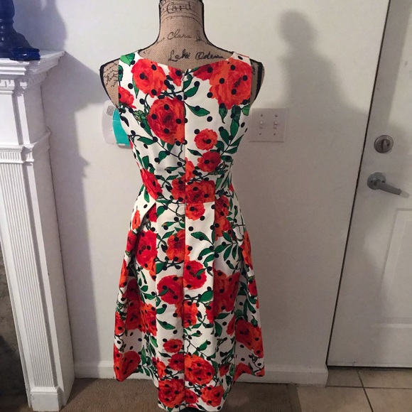 White & Tangerine tea dress - Picture 3 of 4